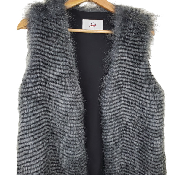 JACK | BB DAKOTA FAUX FUR STRIPED GRAY VEST ACRYLIC BLEND WOMEN'S SIZE SMALL - Picture 4 of 11